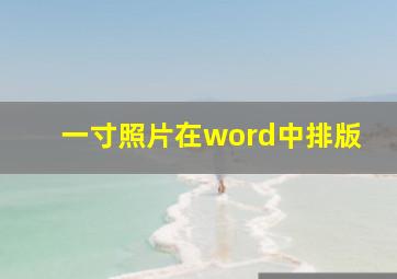 一寸照片在word中排版