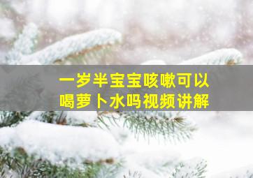 一岁半宝宝咳嗽可以喝萝卜水吗视频讲解