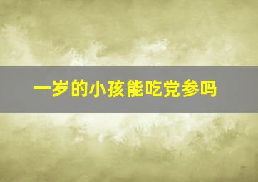 一岁的小孩能吃党参吗