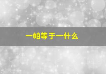 一帕等于一什么