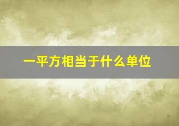 一平方相当于什么单位