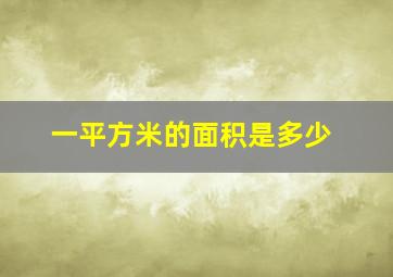 一平方米的面积是多少