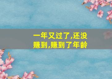 一年又过了,还没赚到,赚到了年龄