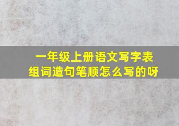 一年级上册语文写字表组词造句笔顺怎么写的呀