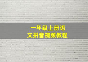 一年级上册语文拼音视频教程