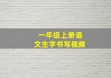 一年级上册语文生字书写视频