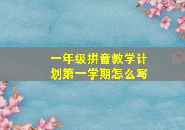 一年级拼音教学计划第一学期怎么写