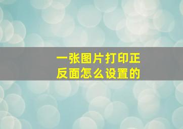 一张图片打印正反面怎么设置的