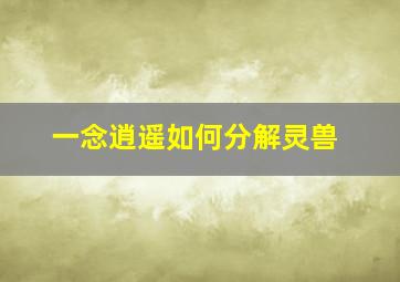 一念逍遥如何分解灵兽