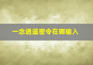 一念逍遥密令在哪输入