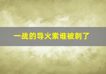 一战的导火索谁被刺了