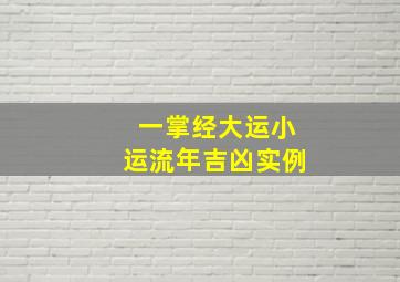 一掌经大运小运流年吉凶实例