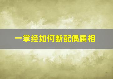 一掌经如何断配偶属相