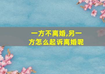 一方不离婚,另一方怎么起诉离婚呢