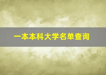 一本本科大学名单查询