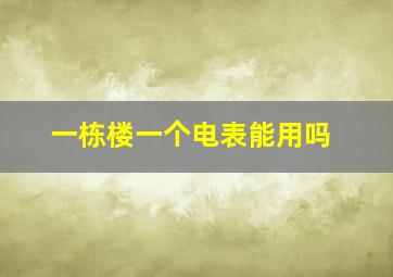 一栋楼一个电表能用吗