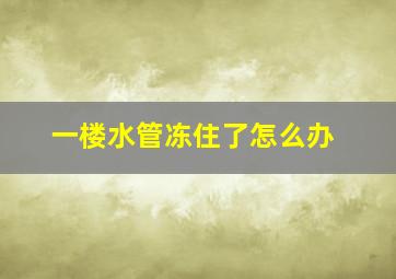 一楼水管冻住了怎么办