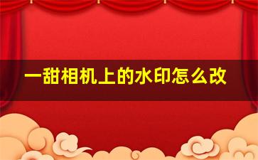 一甜相机上的水印怎么改