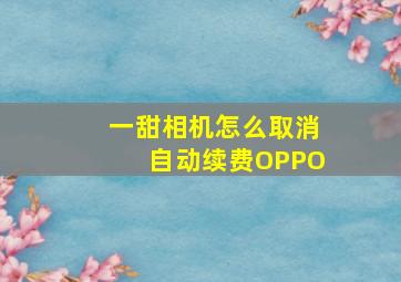 一甜相机怎么取消自动续费OPPO