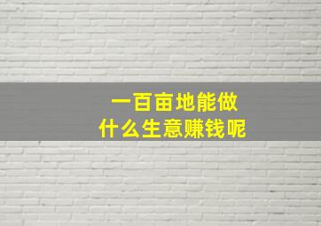 一百亩地能做什么生意赚钱呢