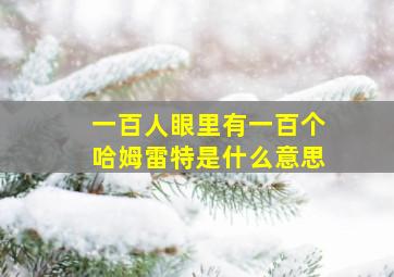 一百人眼里有一百个哈姆雷特是什么意思