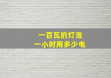 一百瓦的灯泡一小时用多少电