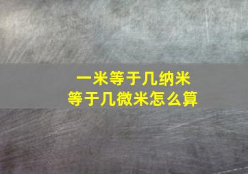 一米等于几纳米等于几微米怎么算