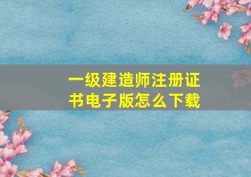 一级建造师注册证书电子版怎么下载