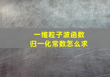 一维粒子波函数归一化常数怎么求