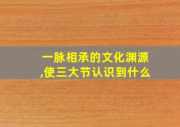 一脉相承的文化渊源,使三大节认识到什么