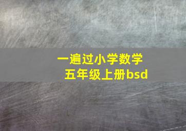 一遍过小学数学五年级上册bsd