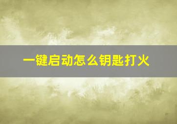 一键启动怎么钥匙打火