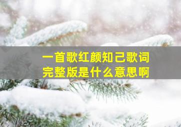 一首歌红颜知己歌词完整版是什么意思啊