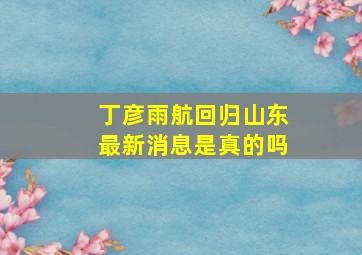 丁彦雨航回归山东最新消息是真的吗