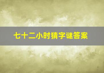 七十二小时猜字谜答案