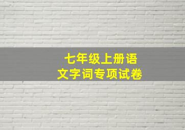 七年级上册语文字词专项试卷