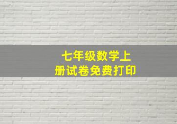 七年级数学上册试卷免费打印