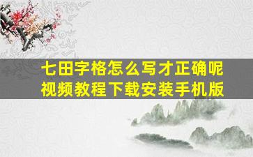 七田字格怎么写才正确呢视频教程下载安装手机版