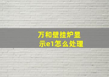 万和壁挂炉显示e1怎么处理