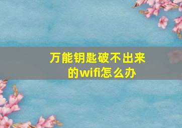 万能钥匙破不出来的wifi怎么办