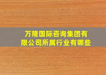 万隆国际咨询集团有限公司所属行业有哪些