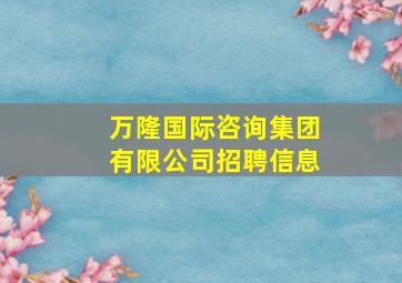 万隆国际咨询集团有限公司招聘信息