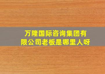 万隆国际咨询集团有限公司老板是哪里人呀