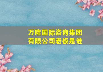 万隆国际咨询集团有限公司老板是谁