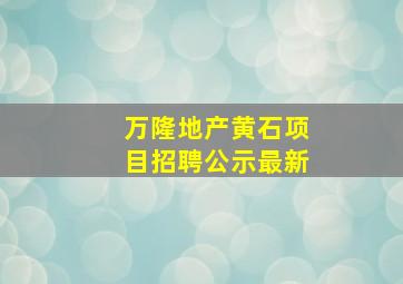 万隆地产黄石项目招聘公示最新