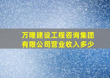 万隆建设工程咨询集团有限公司营业收入多少