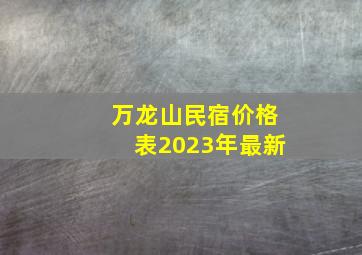 万龙山民宿价格表2023年最新