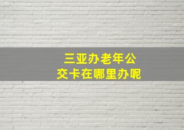 三亚办老年公交卡在哪里办呢