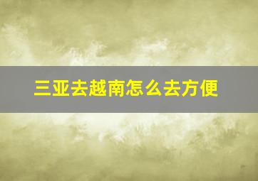 三亚去越南怎么去方便