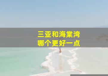 三亚和海棠湾哪个更好一点